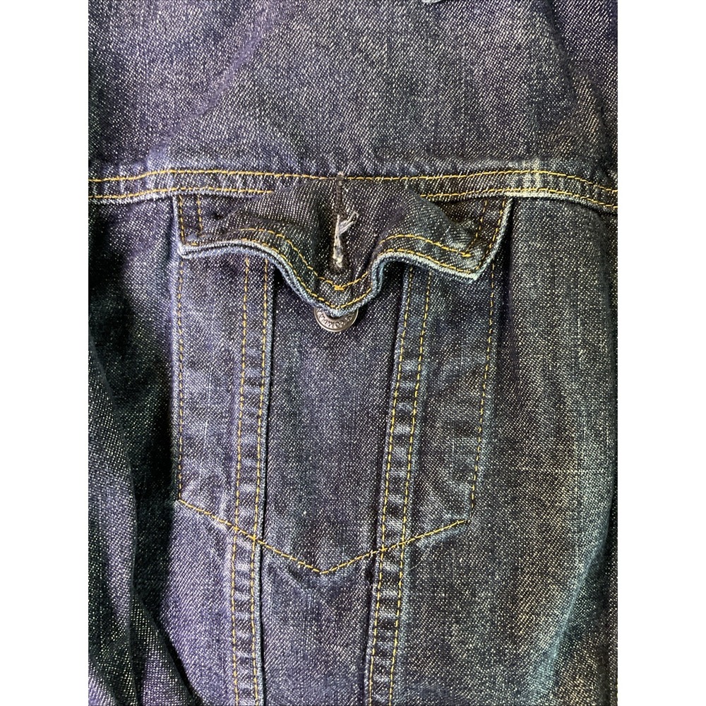 Polo Ralph Lauren Mens Denim Trucker Jacket Dark Wash Distressed Blue XL - Picture 5 of 16